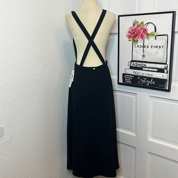 NWT Liz Claiborne Petite Collection Black Overall Midi Dress 8P - Picture 3 of 7